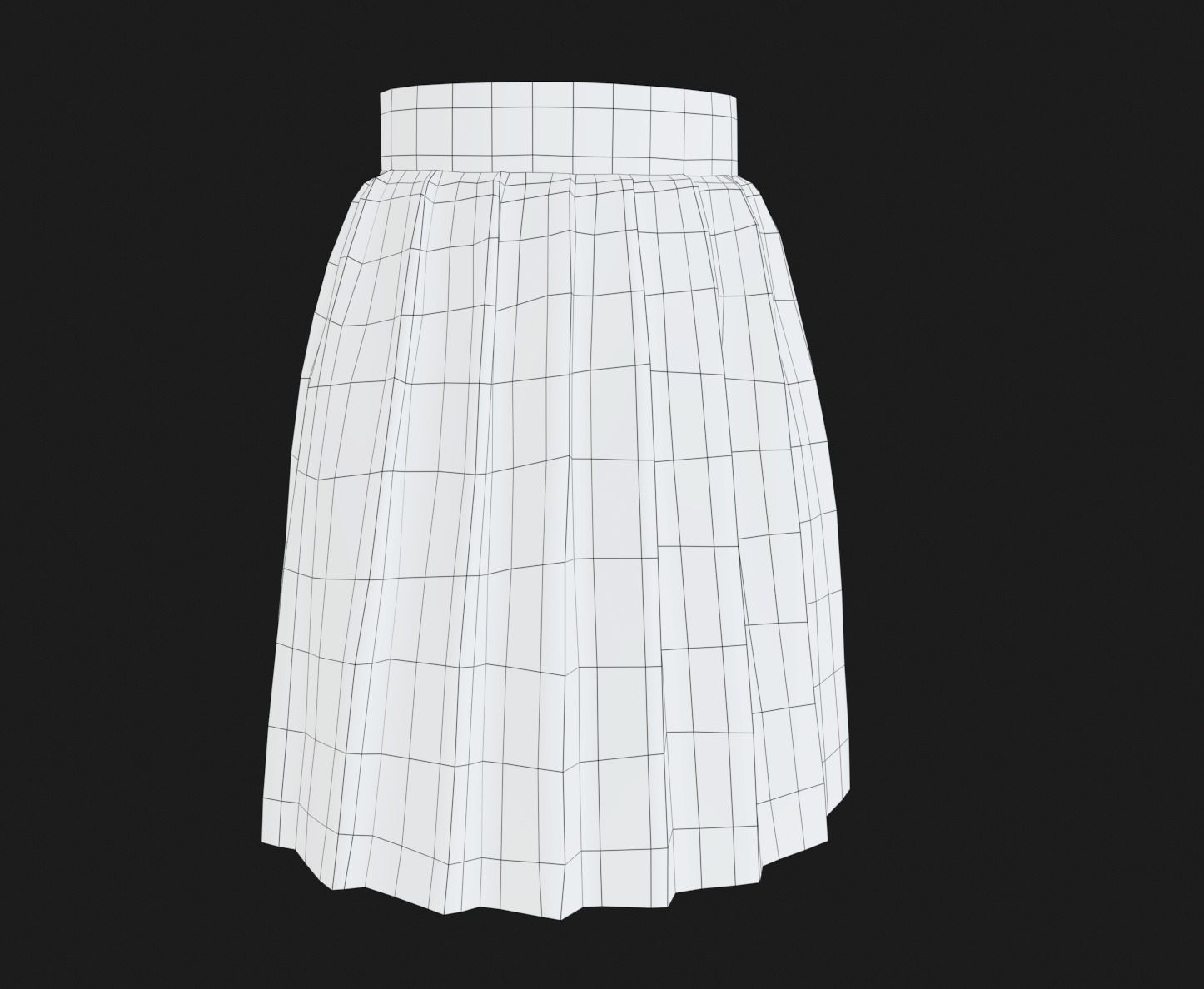 White Knife Pleated Skirt  Low-poly 3D model_11