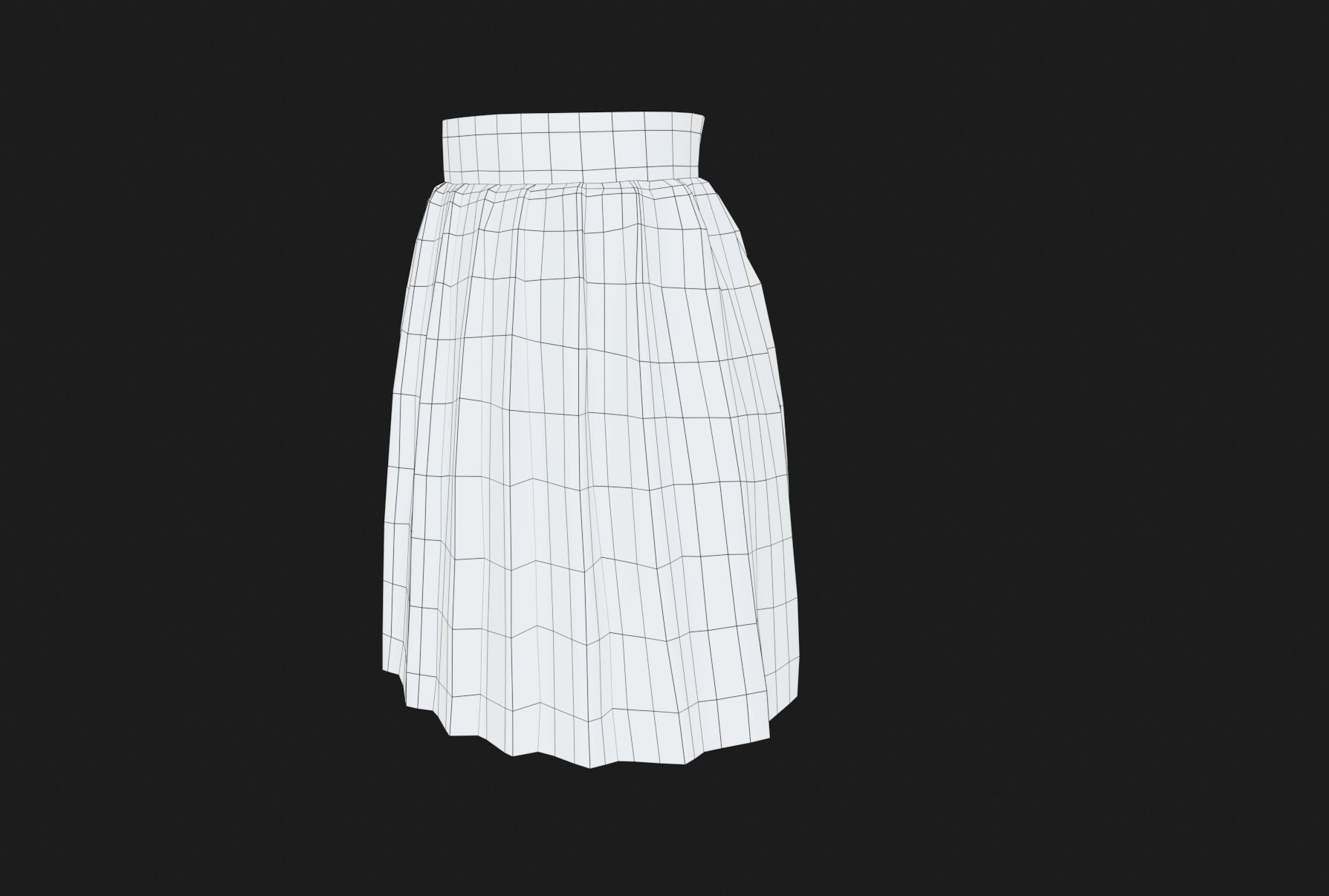 White Knife Pleated Skirt  Low-poly 3D model_10