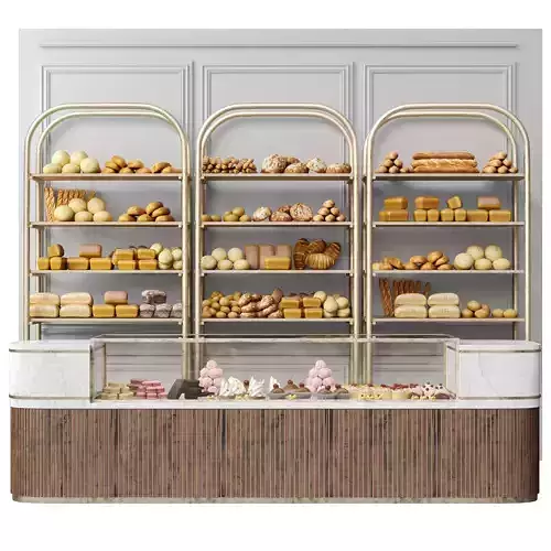 Large bakery with pastries and desserts 3D model