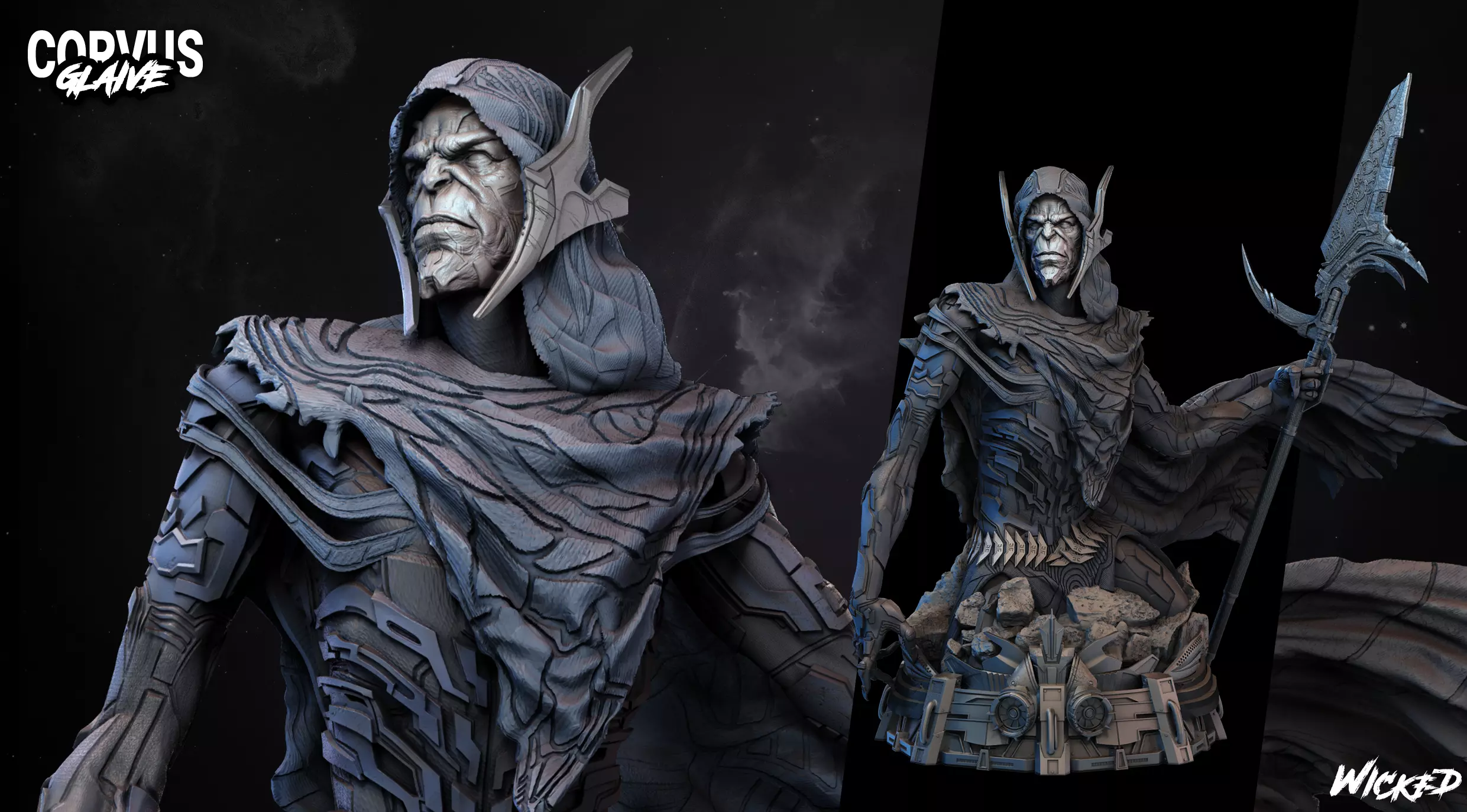 Wicked Marvel Corvus Glaive Bust ready for 3d printing 3D print model_0