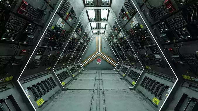 Sci-Fi modular Corridor Low-poly 3D model
