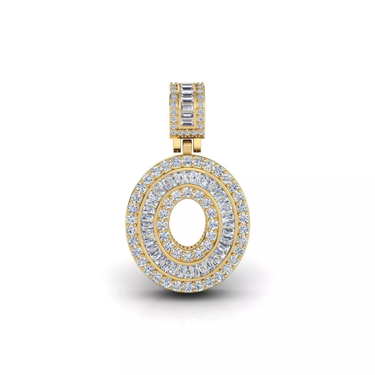 O Capital Latter With Baguette Diamond 3d Model and Render 3D print model_0