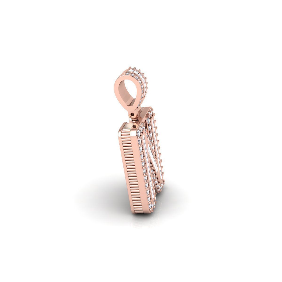 N Capital Latter With Baguette Diamond 3d Model and Render 3D print model_8