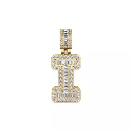 I Capital Latter With Baguette Diamond 3d Model and Render