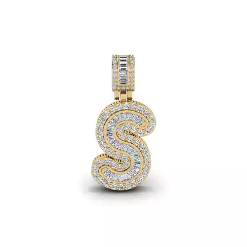 S Capital Latter With Baguette Diamond 3d Model and Render