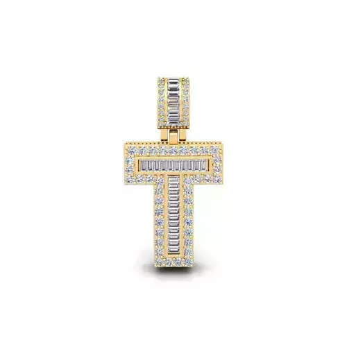 T Capital Latter With Baguette Diamond 3d Model and Render