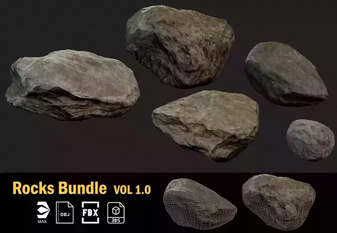 rocks bundle vol 1  Low-poly 3D model