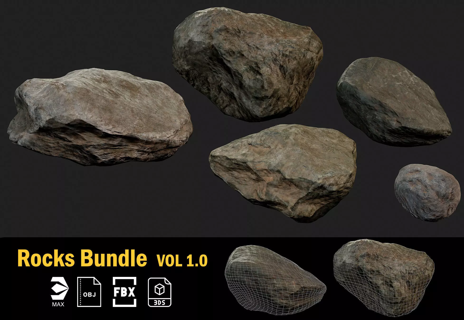 rocks bundle vol 1  Low-poly 3D model_0