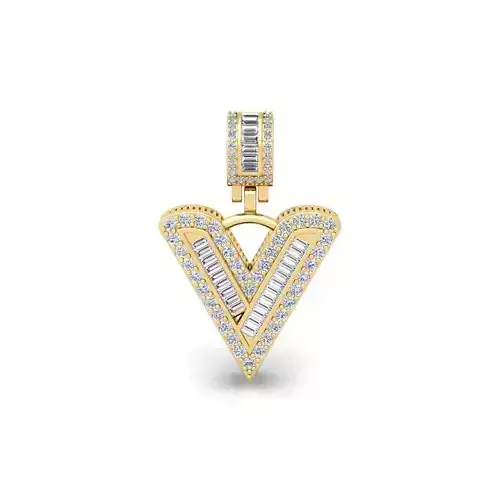 V Capital Latter With Baguette Diamond 3d Model and Render