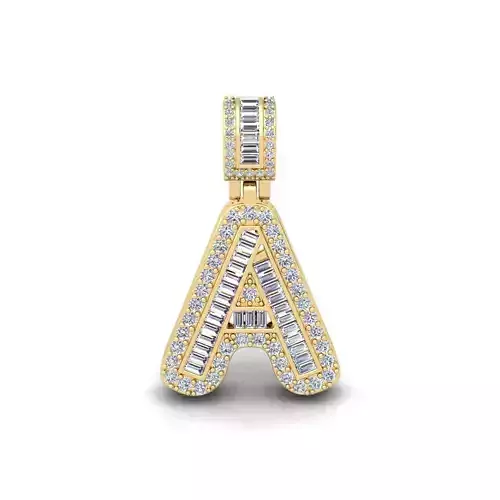 A Capital Latter With Baguette Diamond 3d Model and Render 3D print model