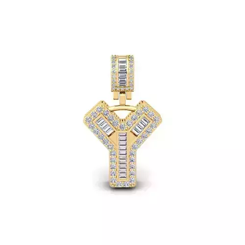 Y Capital Latter With Baguette Diamond 3d Model and Render 