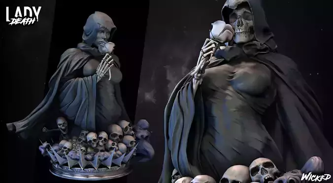 Wicked Marvel Lady Death Bust and ready for 3d printing