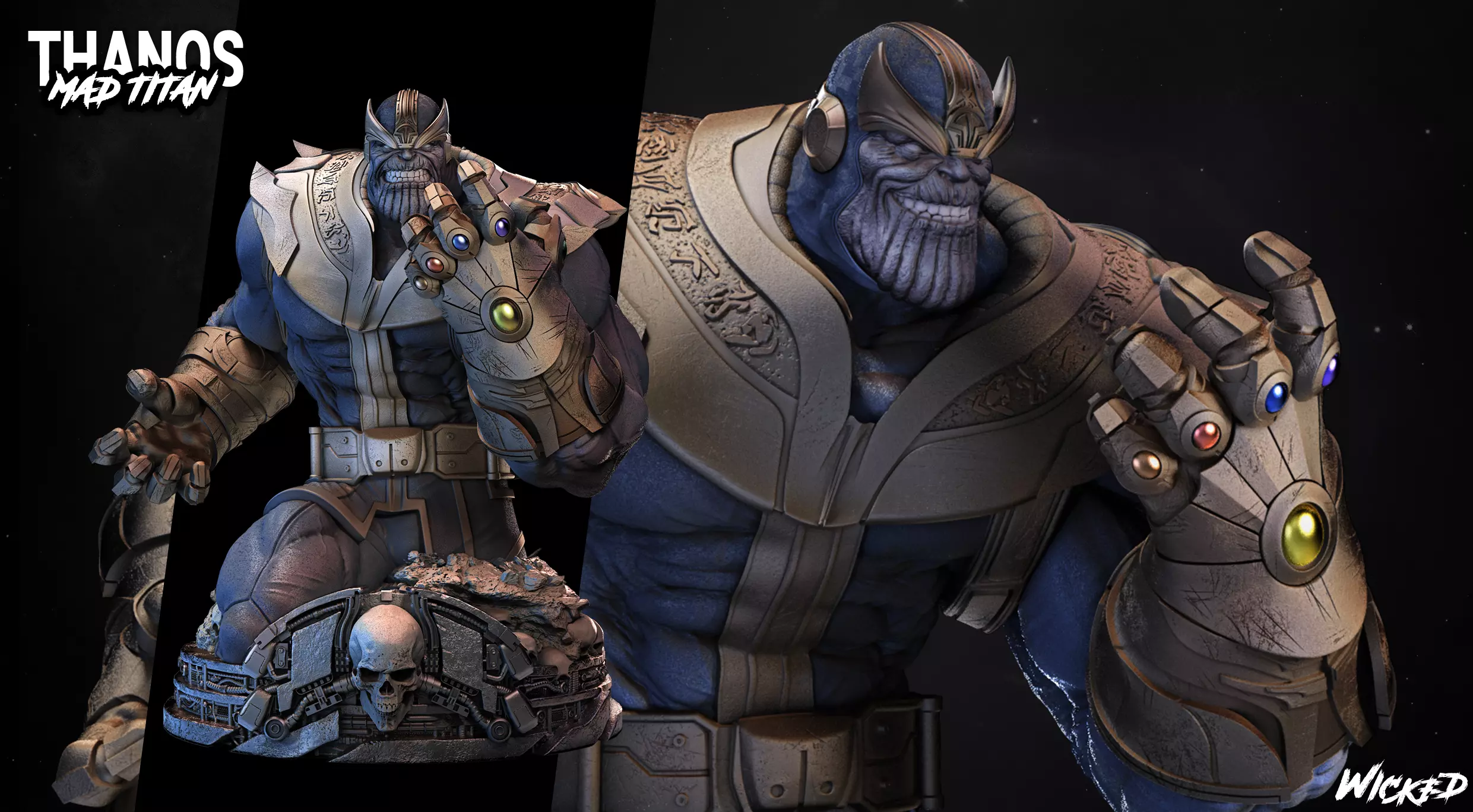 Wicked Marvel Thanos Comic Bust ready for 3d printing 3D print model_0