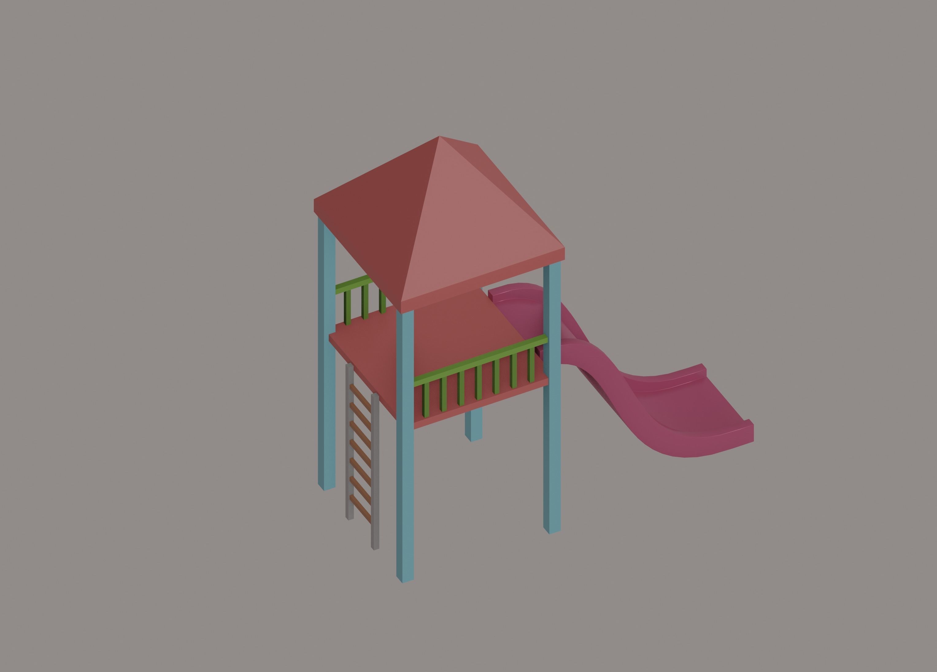 Playground Slide House 3D model_7