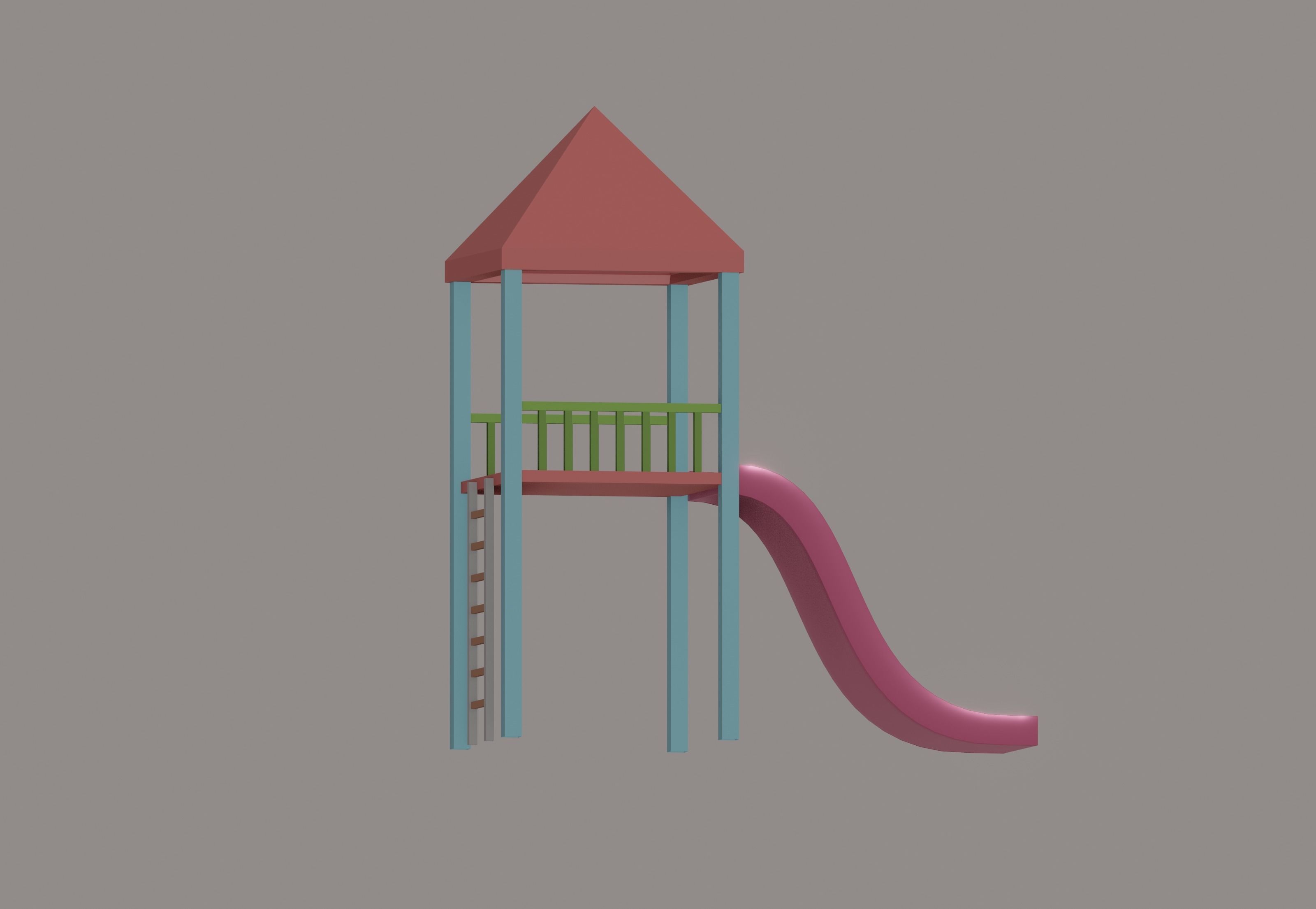Playground Slide House 3D model_6