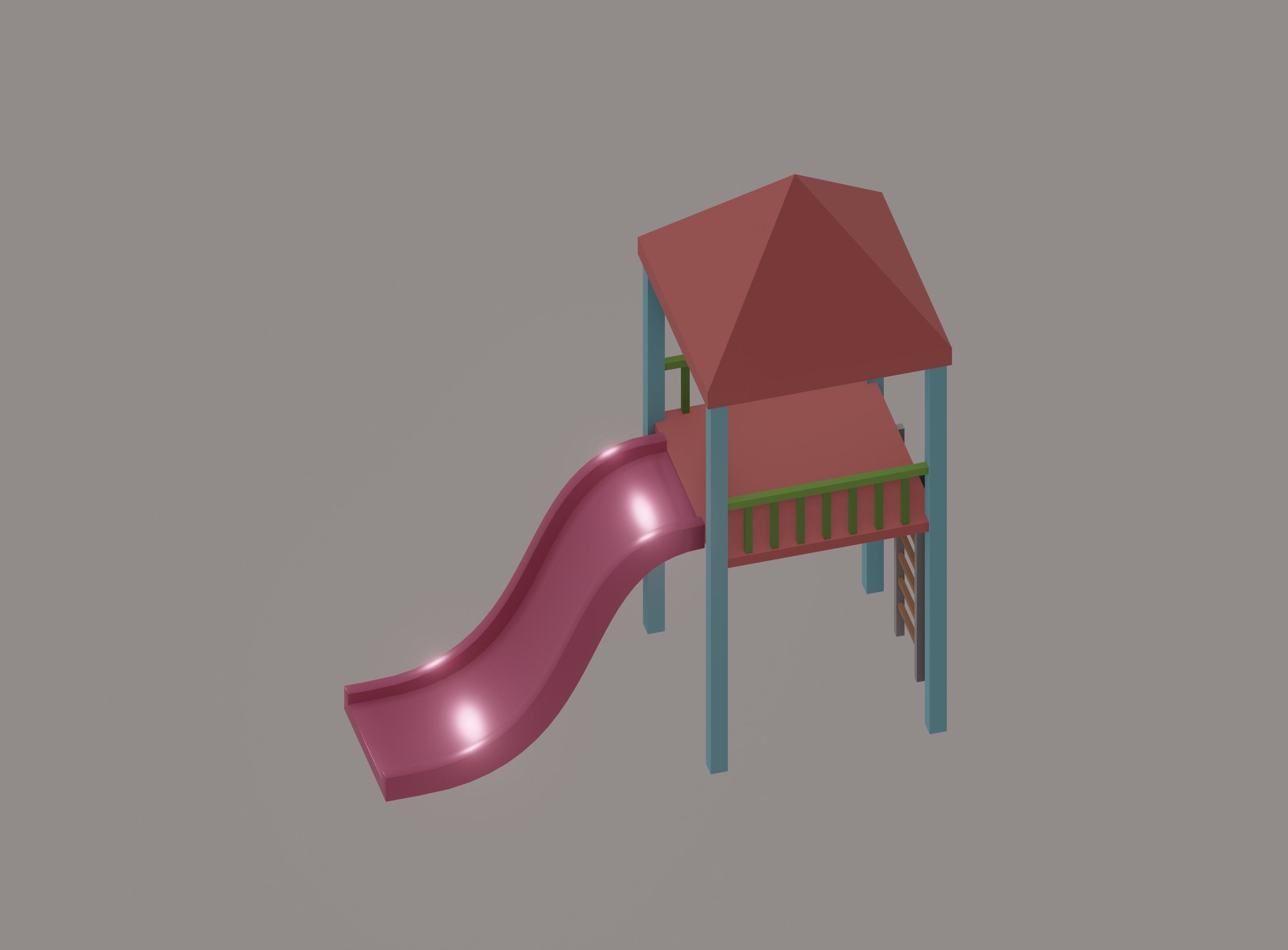 Playground Slide House 3D model_3