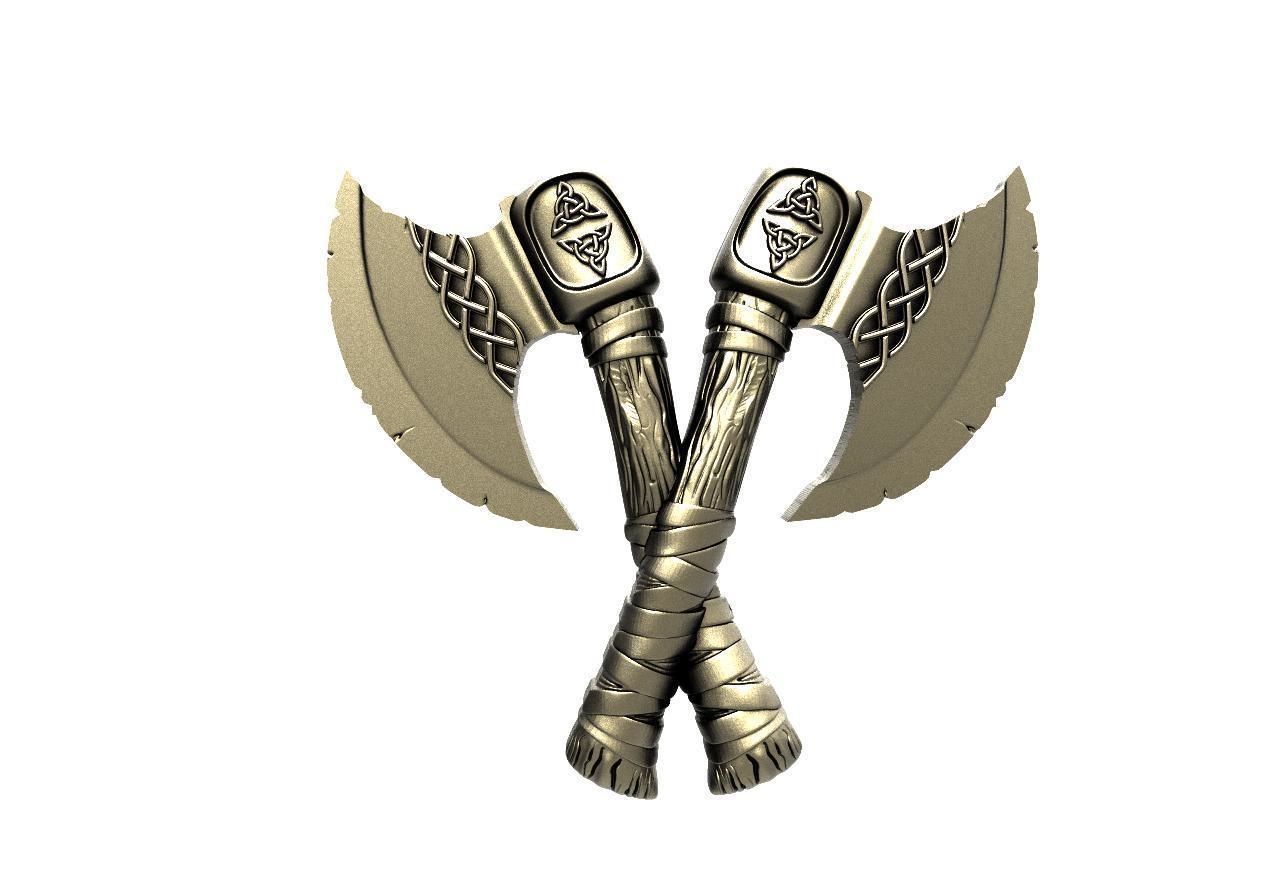 Axes pendant  3D print model_7