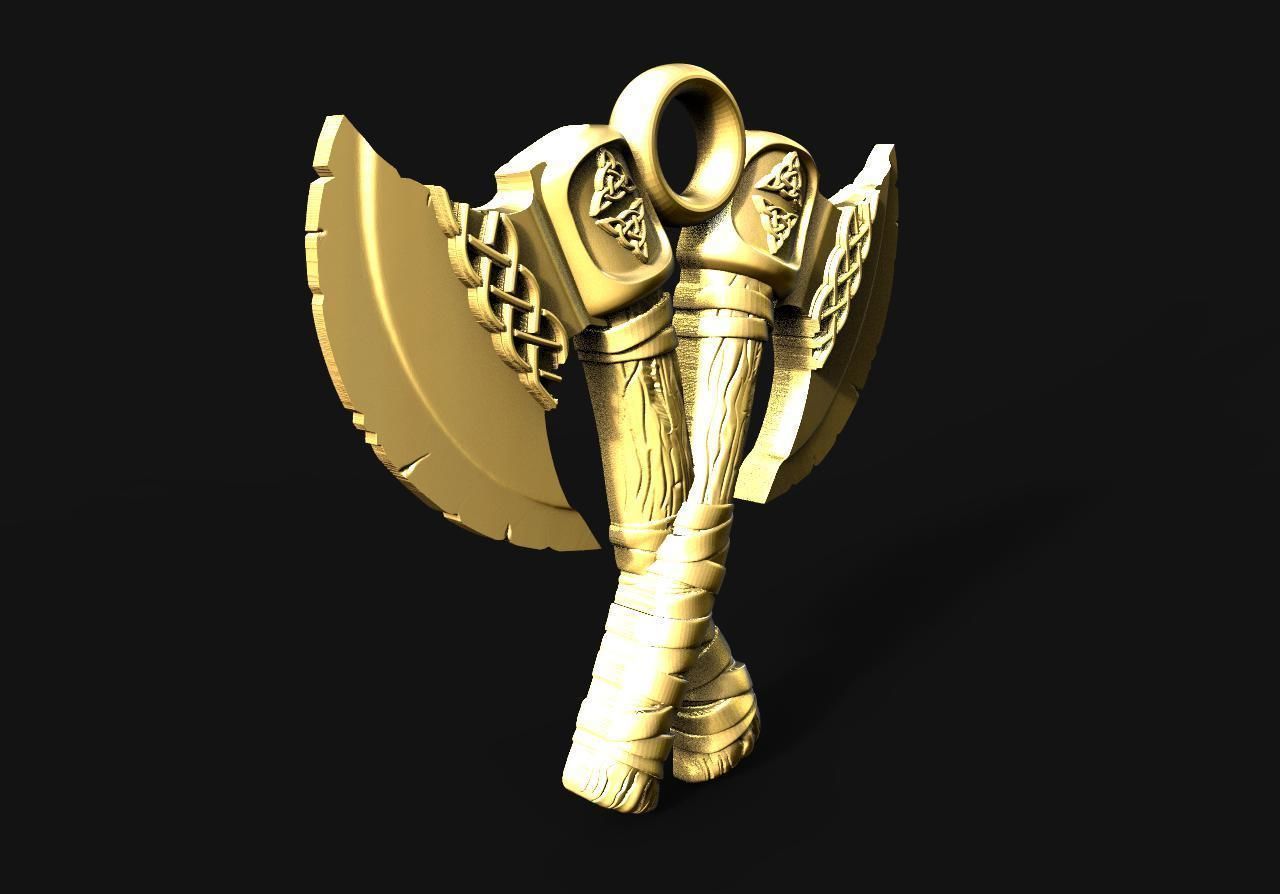 Axes pendant  3D print model_2