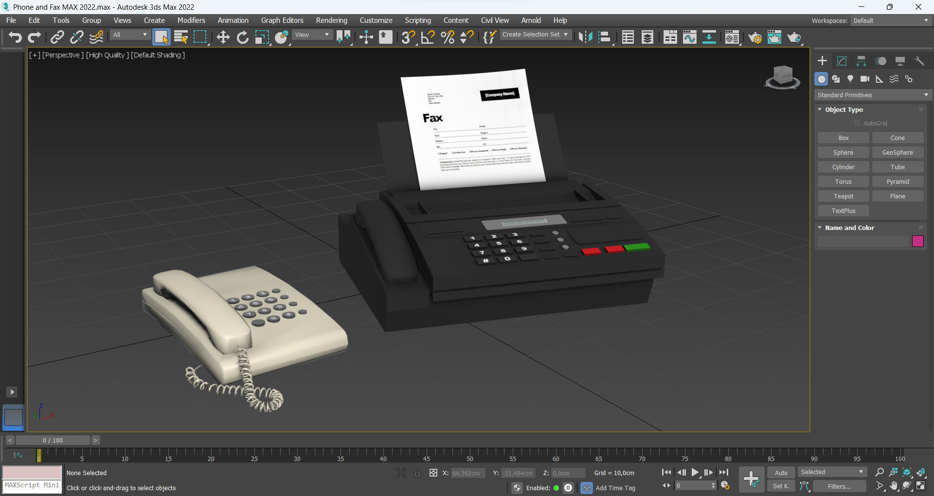 Phone and Fax phone Low-poly 3D model_9