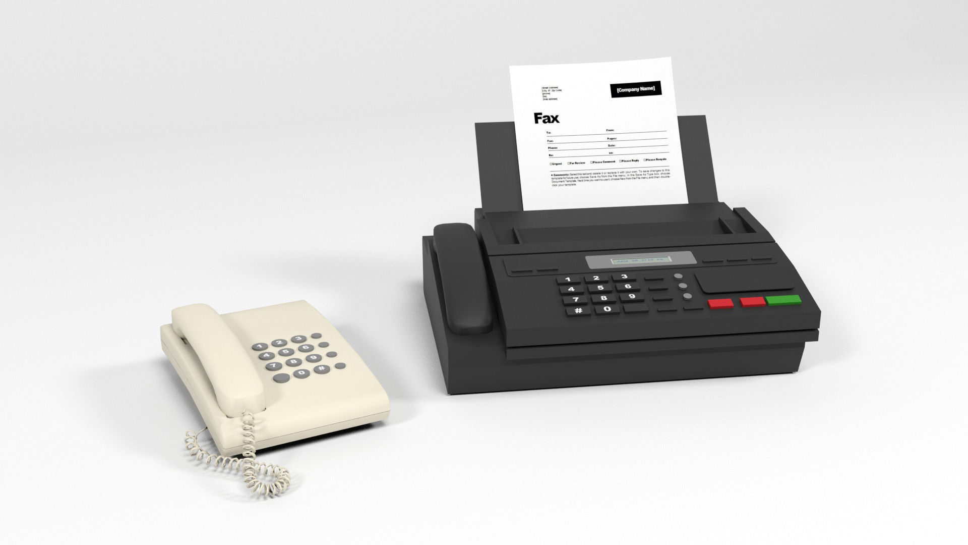 Phone and Fax phone Low-poly 3D model_1