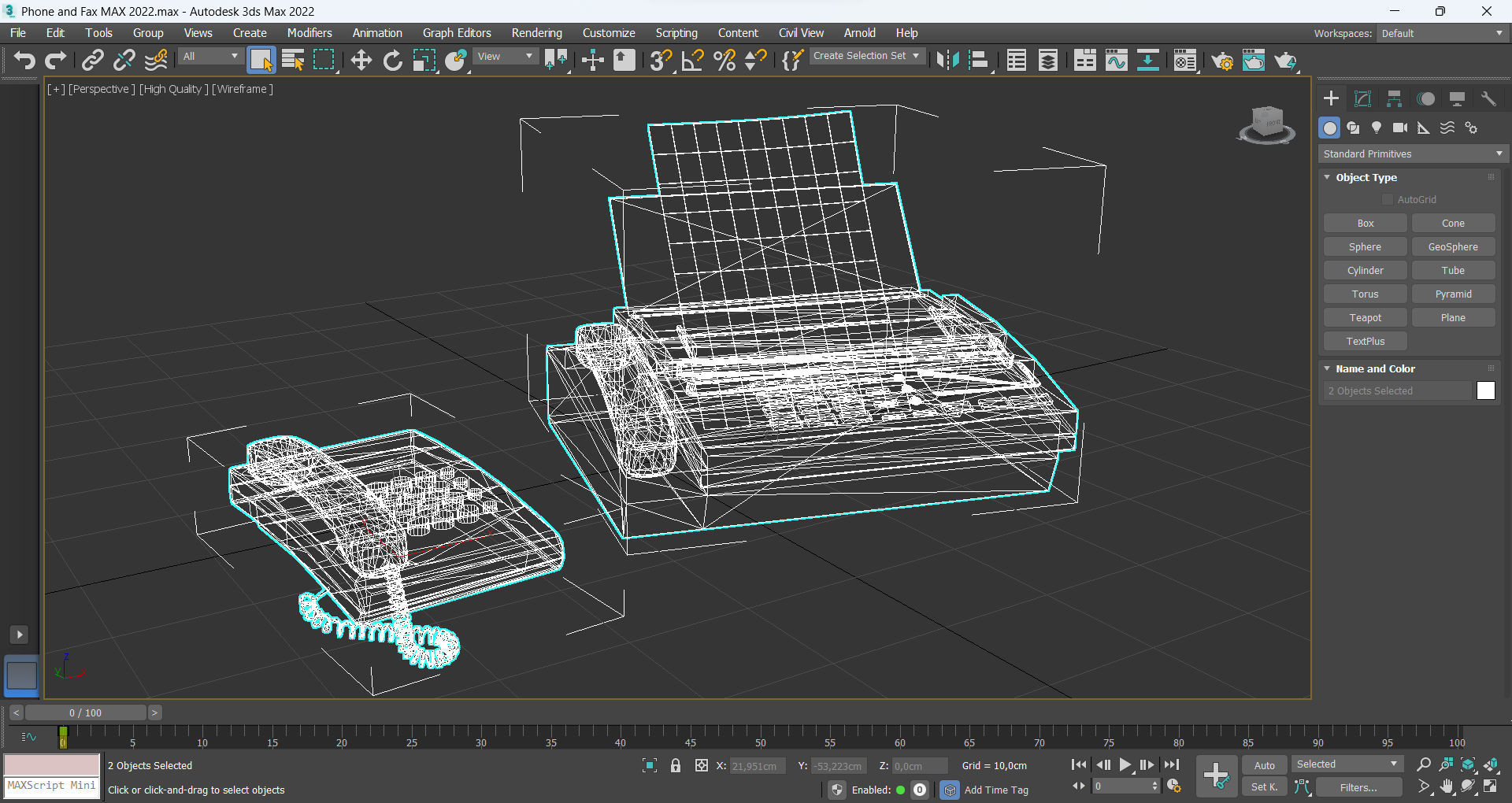 Phone and Fax phone Low-poly 3D model_10