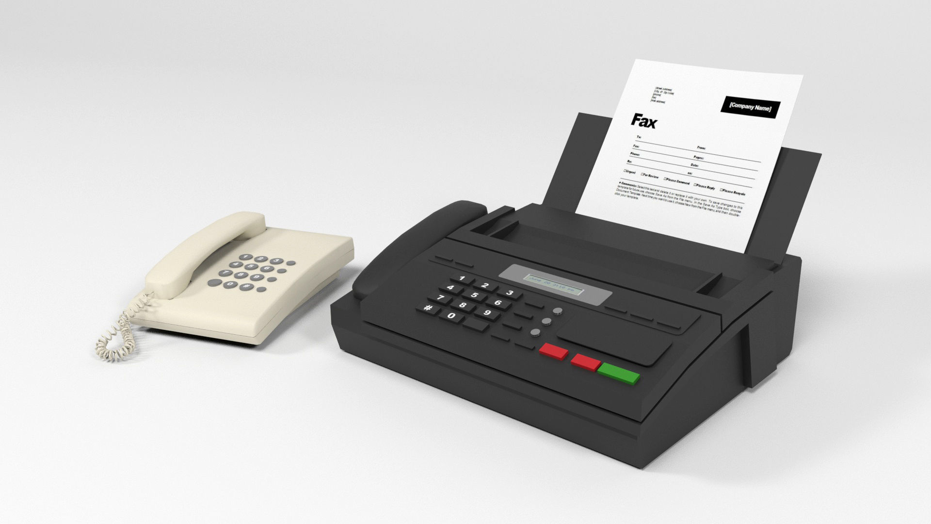 Phone and Fax phone Low-poly 3D model_3