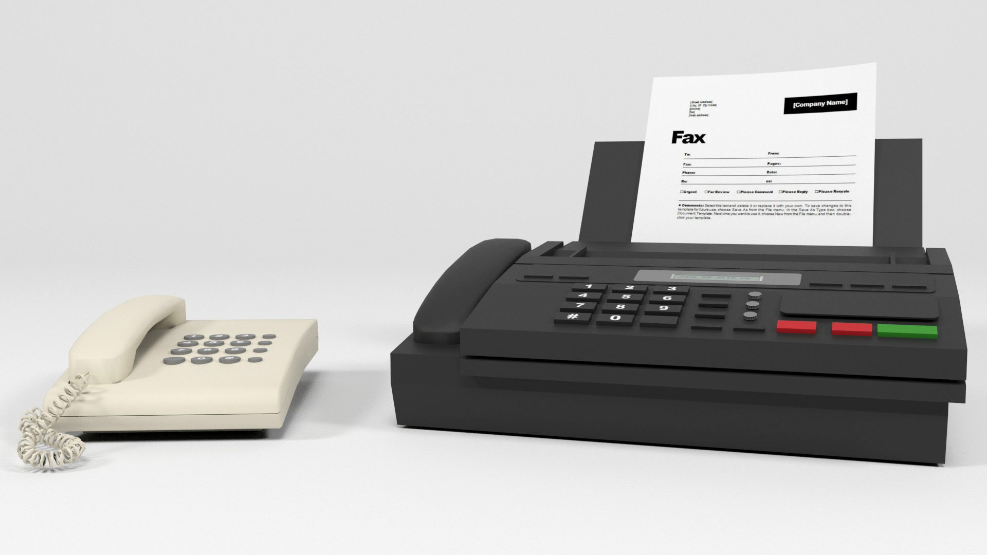 Phone and Fax phone Low-poly 3D model_2