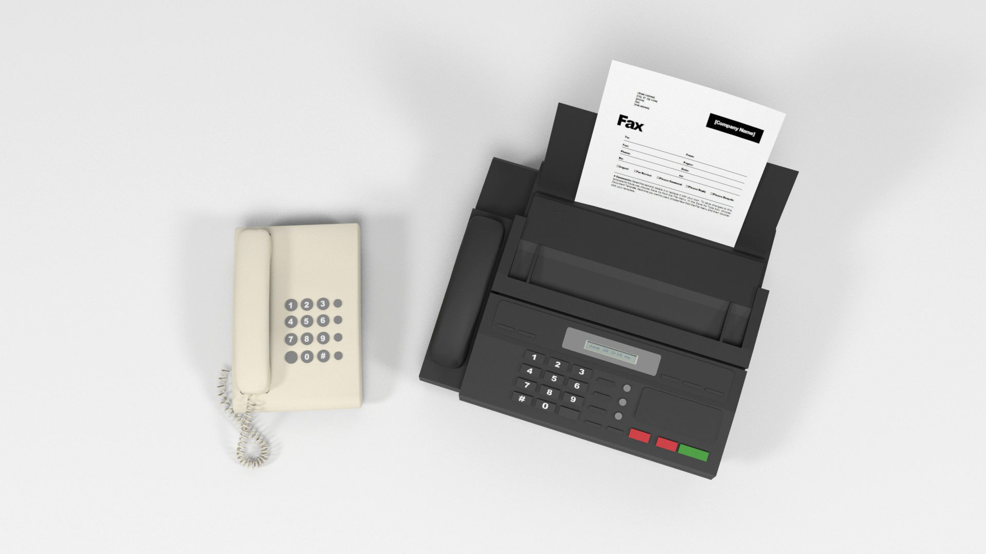 Phone and Fax phone Low-poly 3D model_4