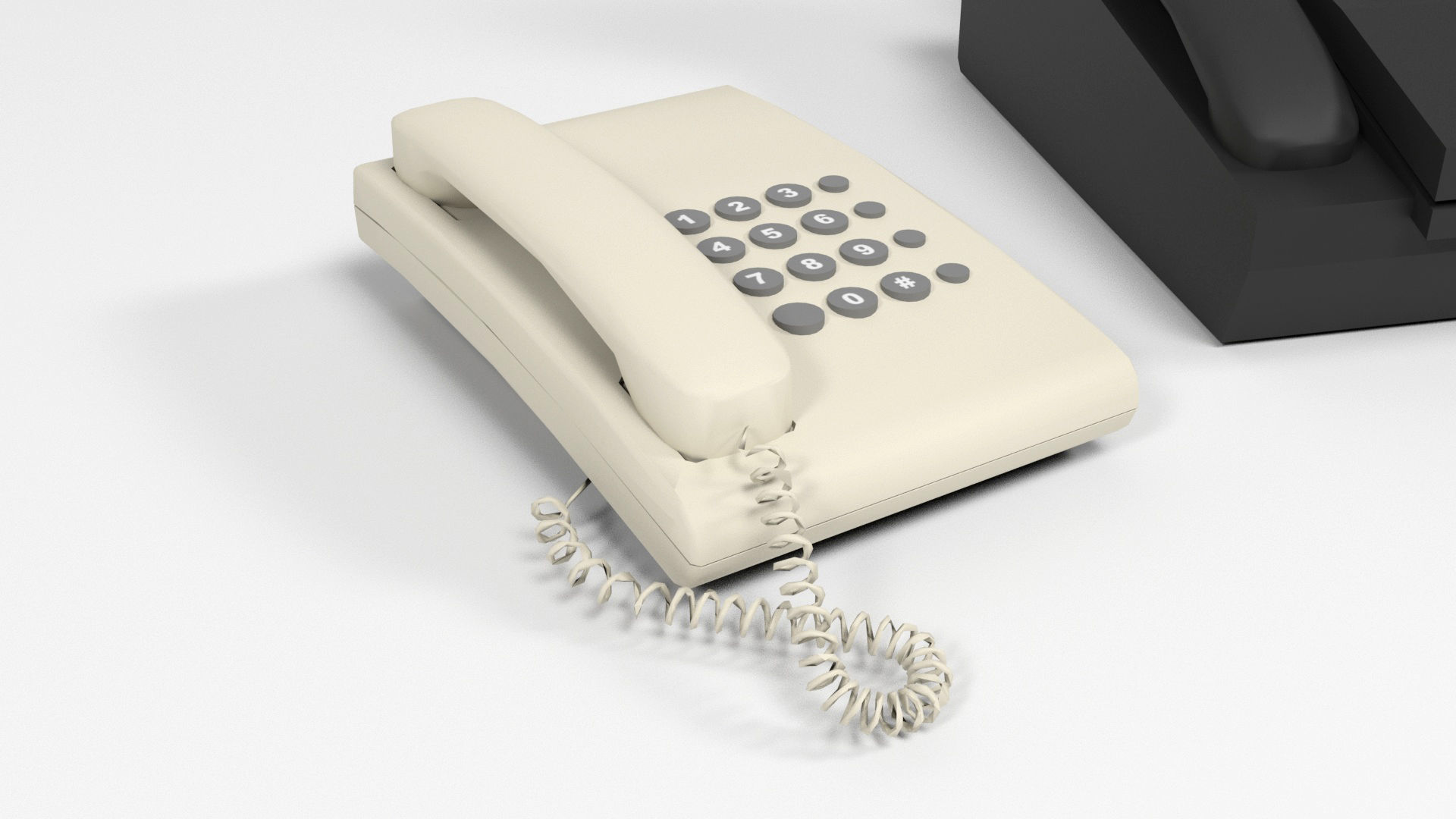 Phone and Fax phone Low-poly 3D model_5