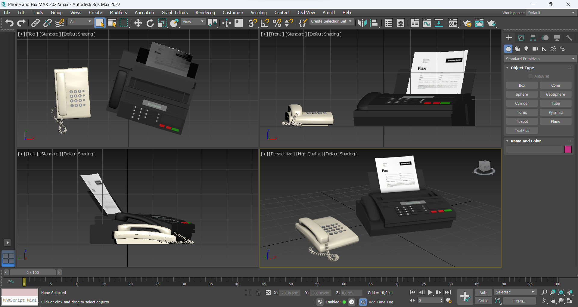 Phone and Fax phone Low-poly 3D model_8