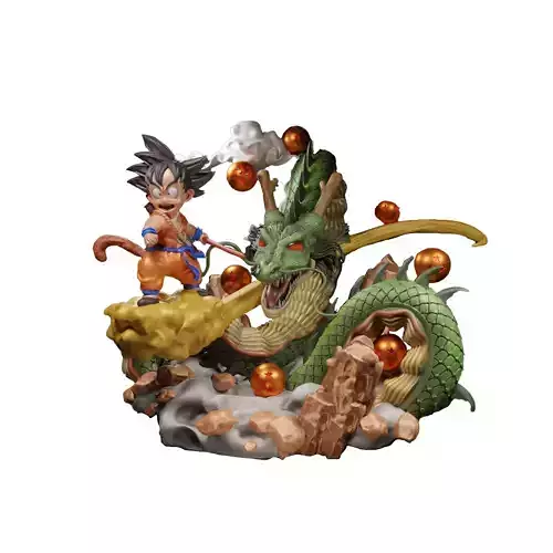 Diorama goku and shenlong dragon ball