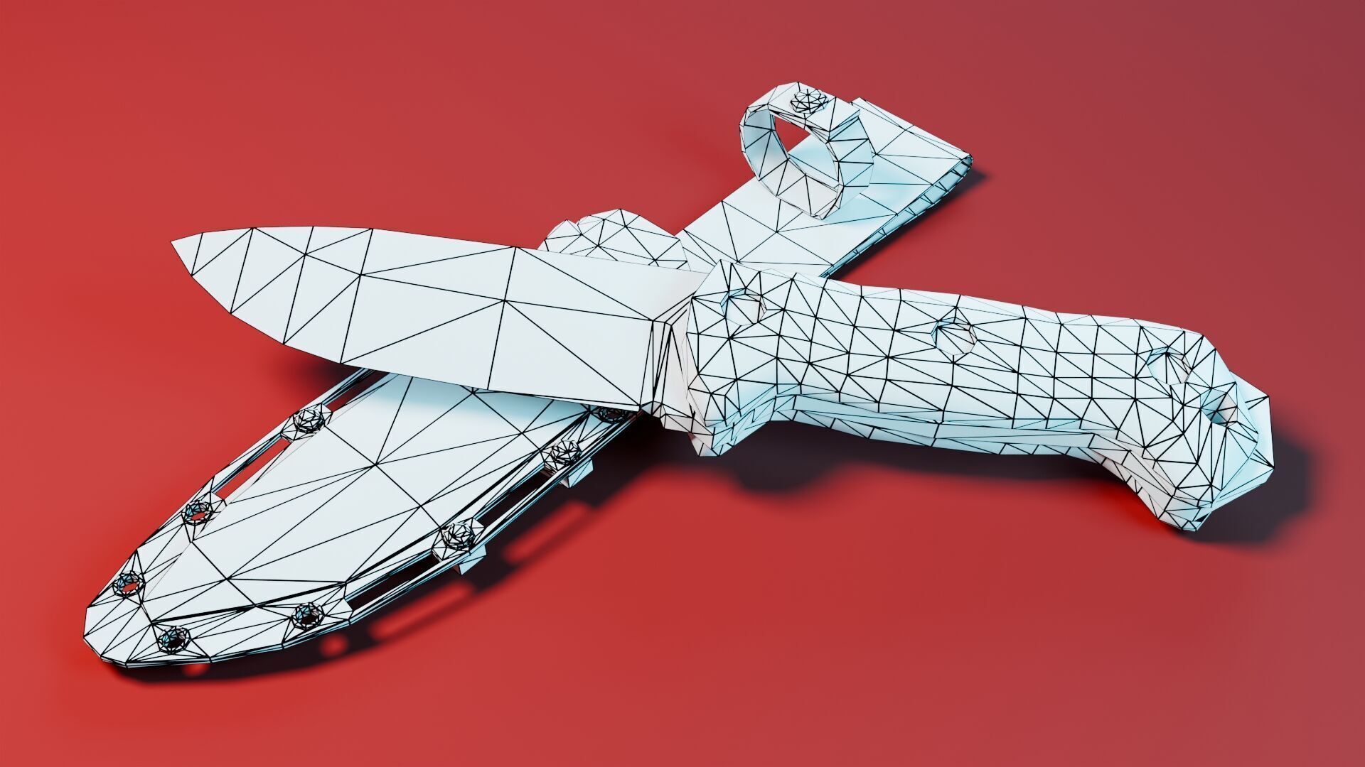 KA-BAR BK-2 Knife Low-poly 3D model_7