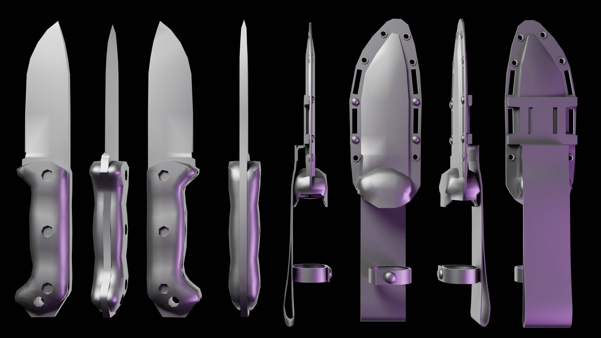 KA-BAR BK-2 Knife Low-poly 3D model_15