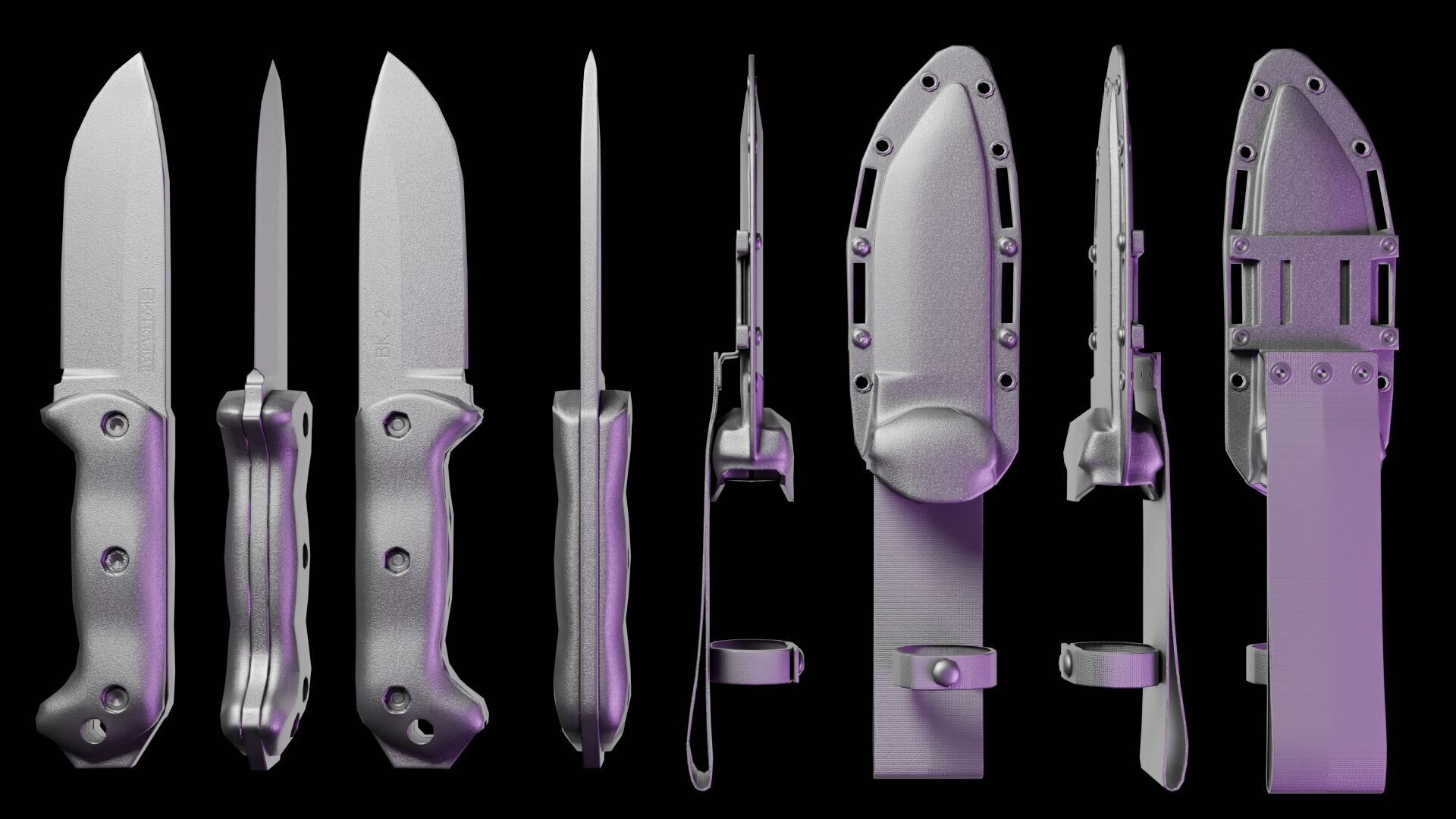 KA-BAR BK-2 Knife Low-poly 3D model_20