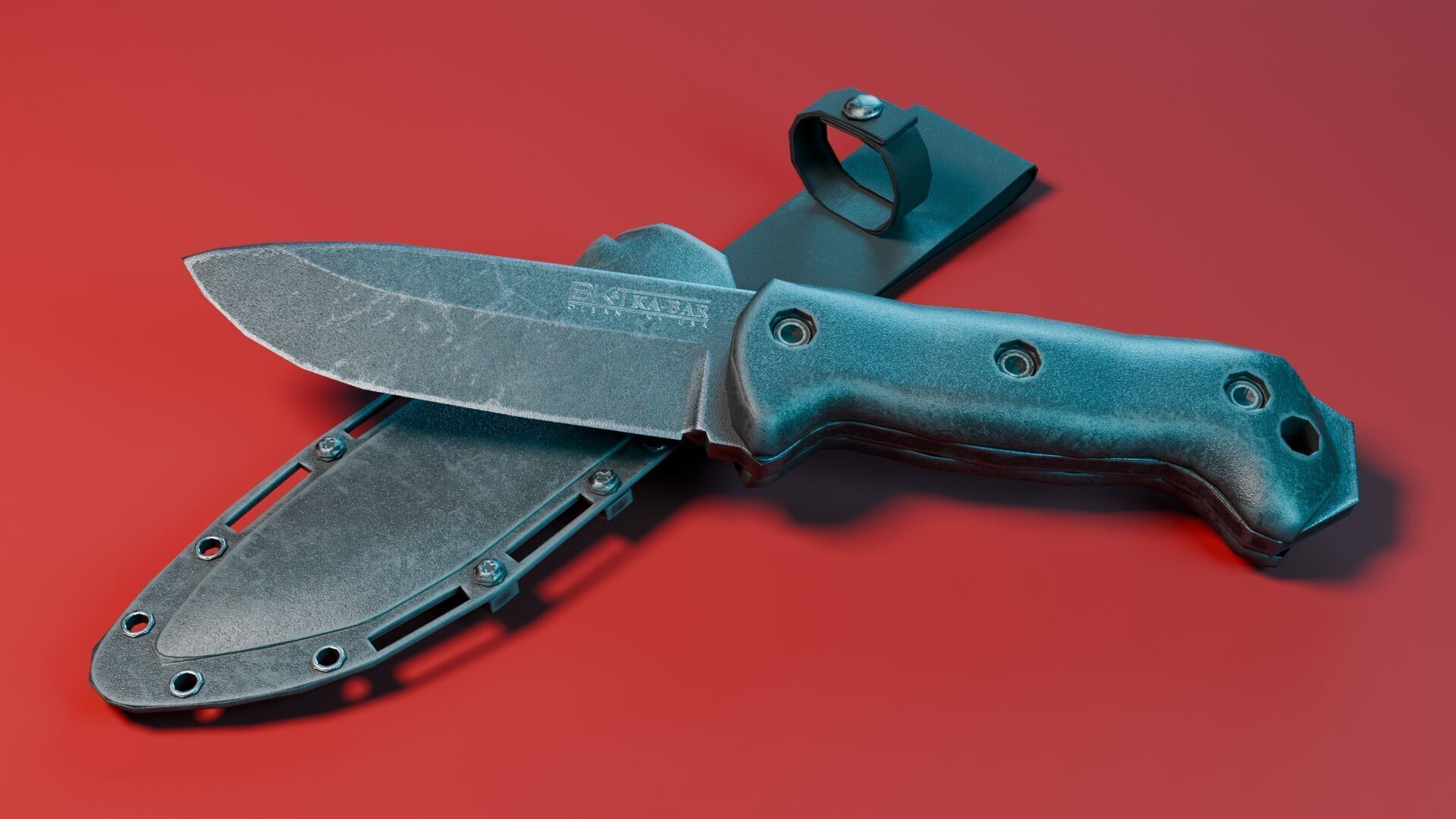 KA-BAR BK-2 Knife Low-poly 3D model_2
