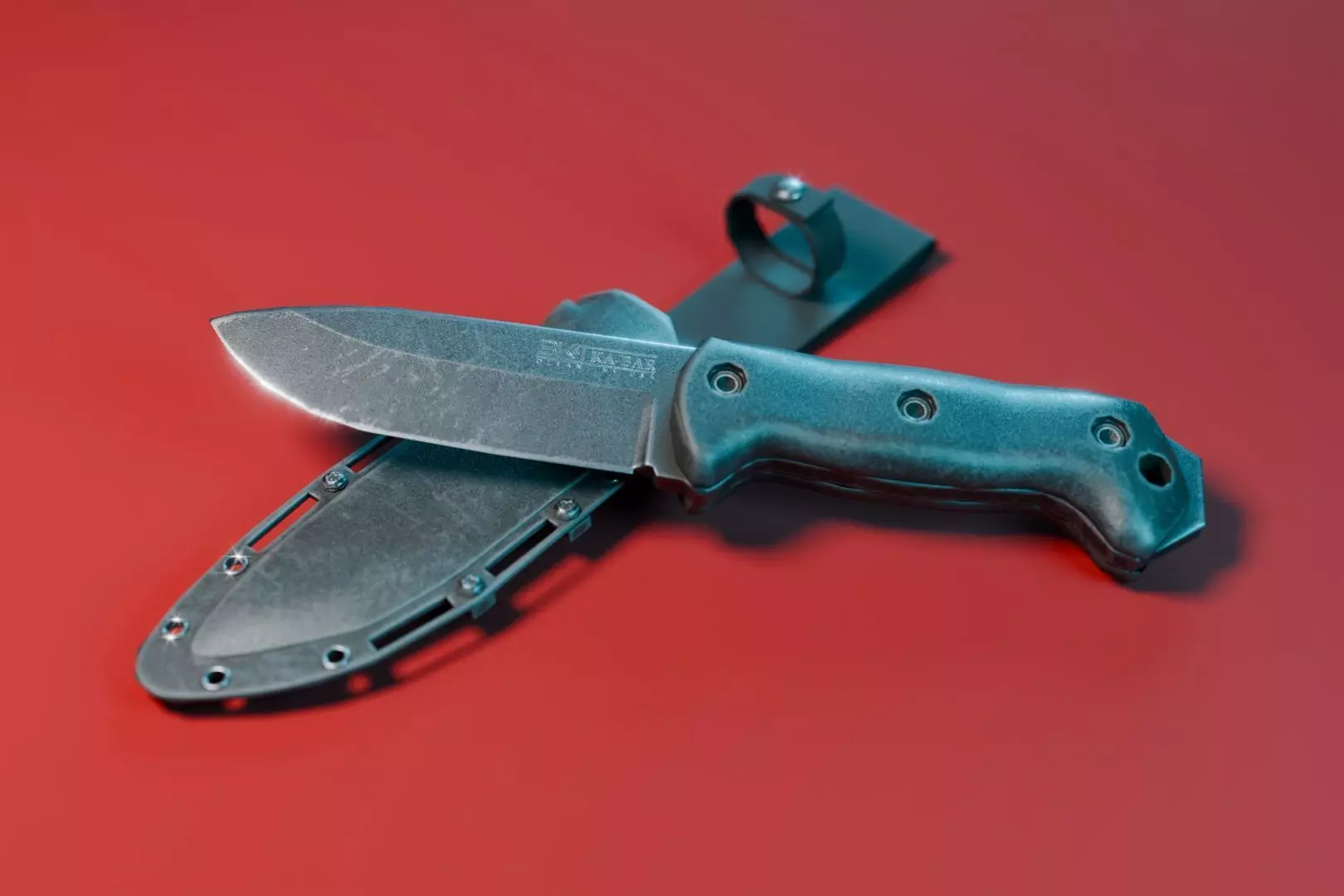 KA-BAR BK-2 Knife Low-poly 3D model_0