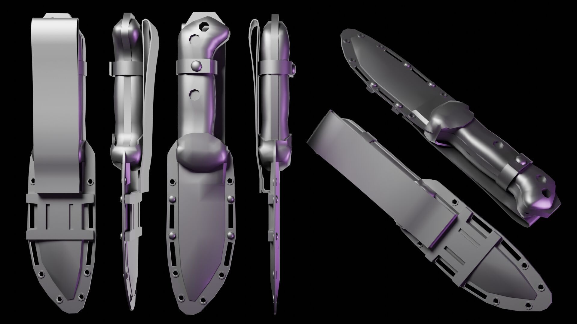 KA-BAR BK-2 Knife Low-poly 3D model_16