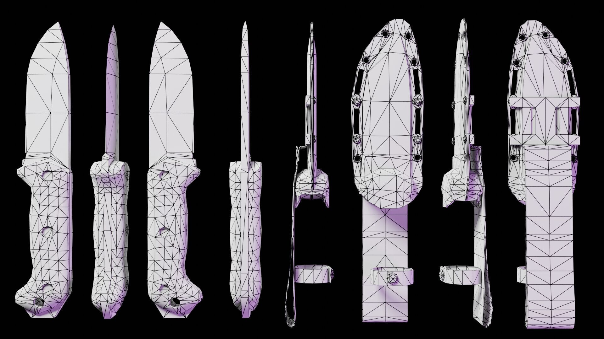 KA-BAR BK-2 Knife Low-poly 3D model_10