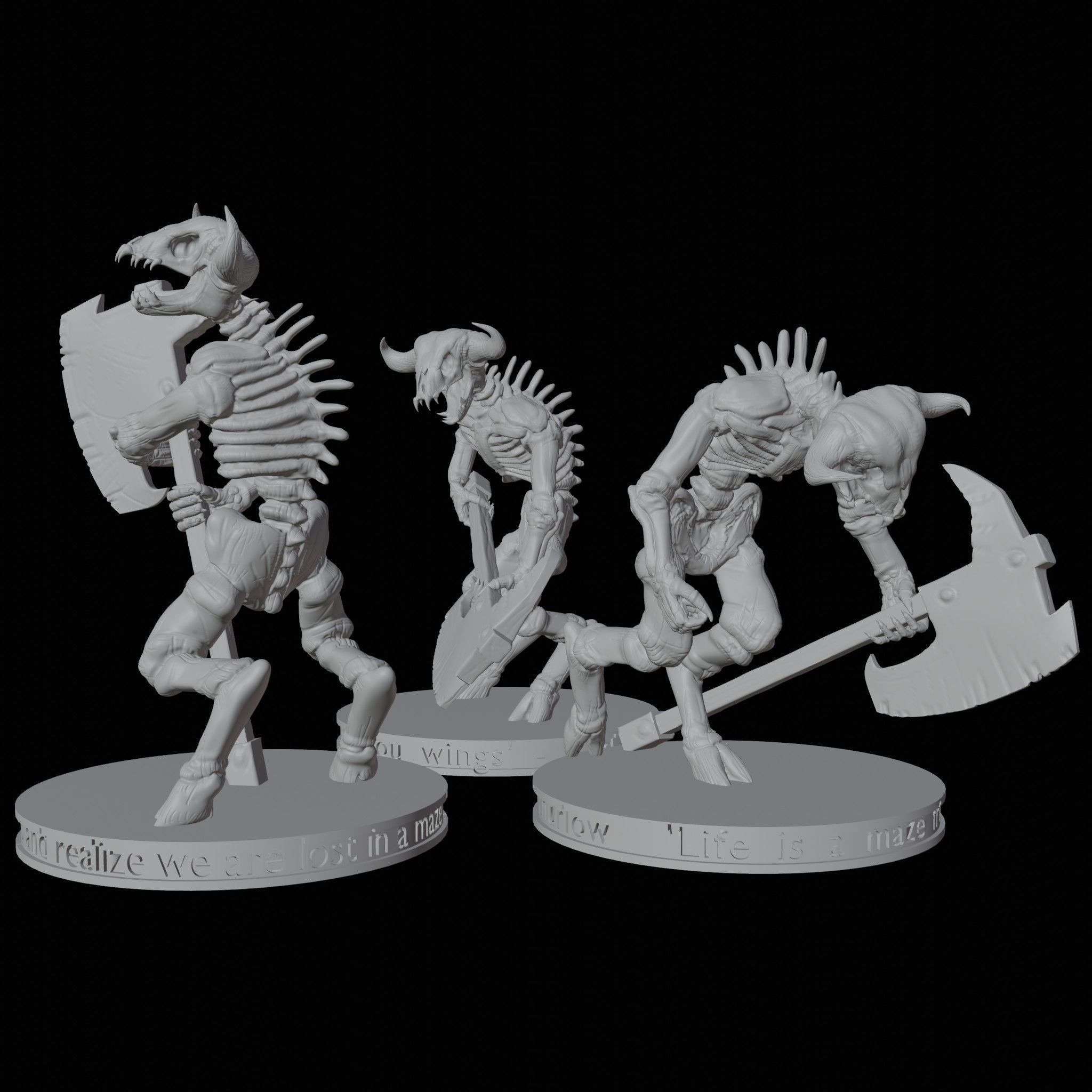 Minotaur Skeleton Miniature Set 3D print model_1