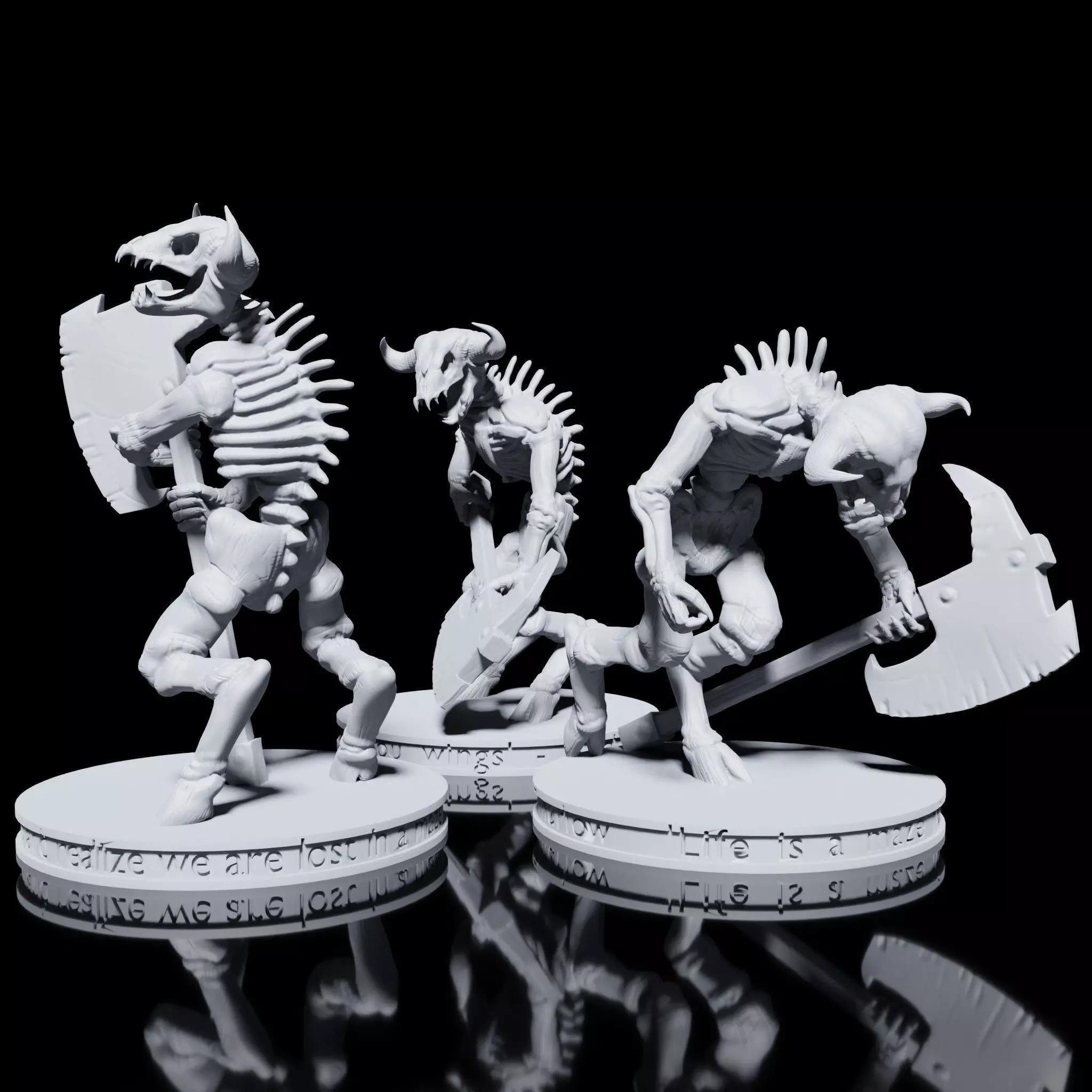 Minotaur Skeleton Miniature Set 3D print model_0
