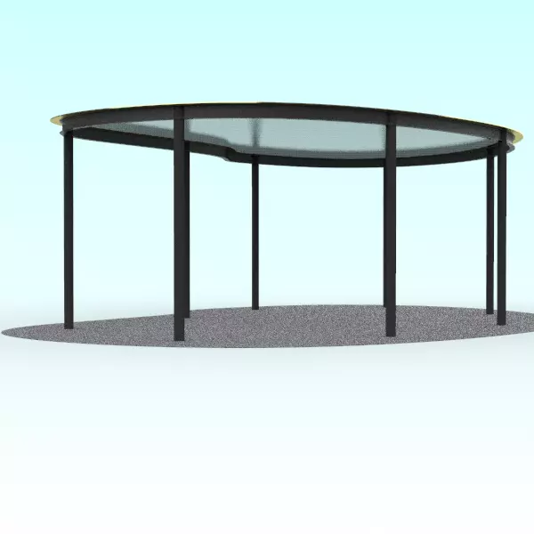 Curved steel-framed building 3D model_0