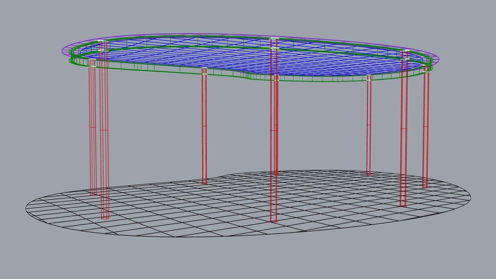 Curved steel-framed building 3D model_4