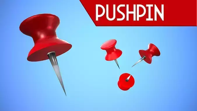 PUSHPIN CARTOON STYLIZED Low-poly 3D model