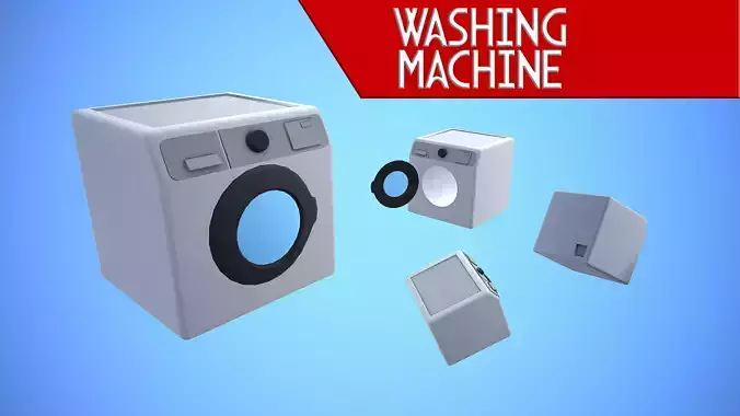 WASHING MACHINE KITCHEN CARTOON STYLIZED