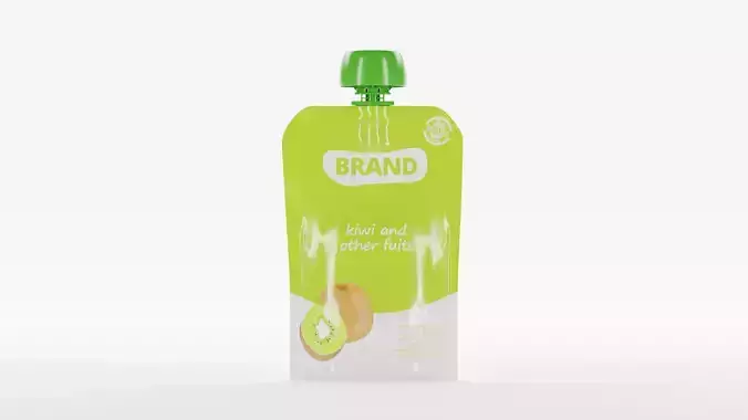 Baby food pouch ready for AR Close up shots Commercial rendering Low-poly 3D model