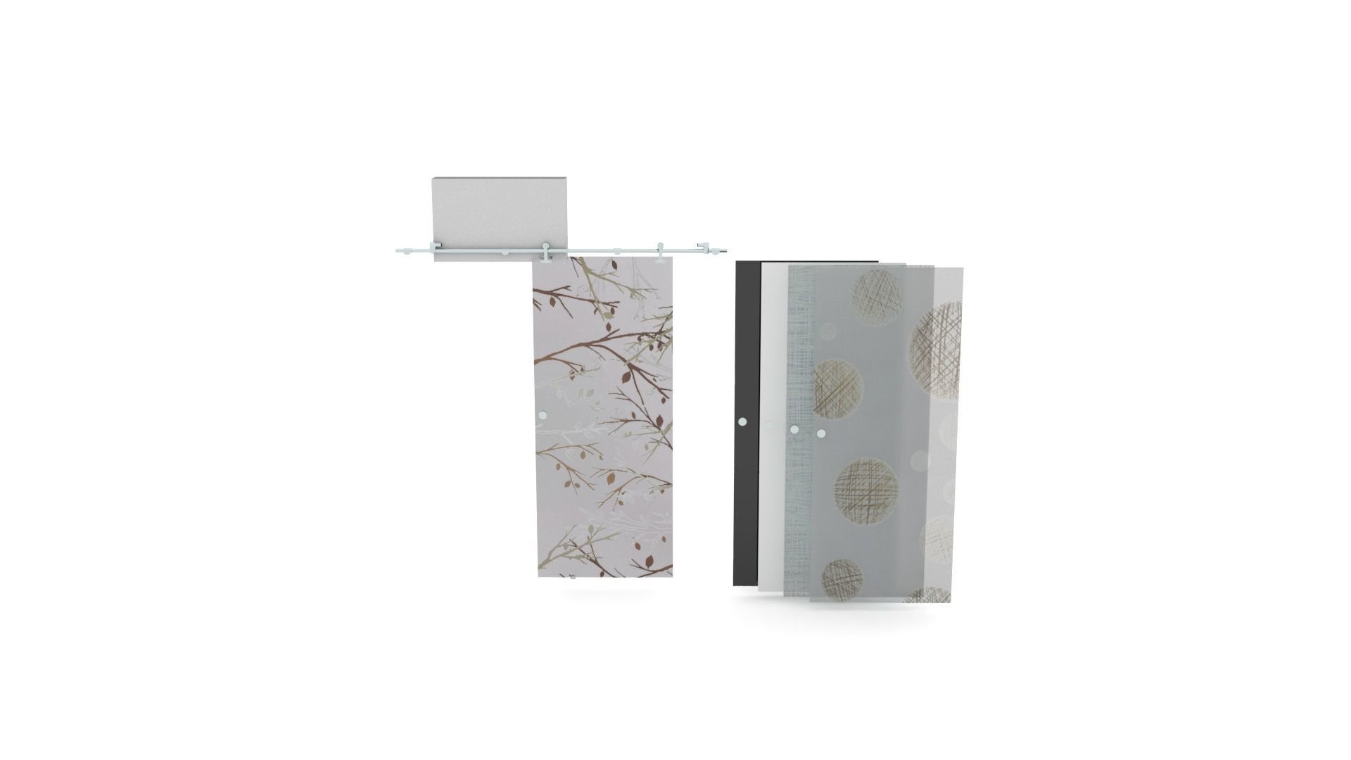 Sliding interior glass door - Full wall section 3D model_2