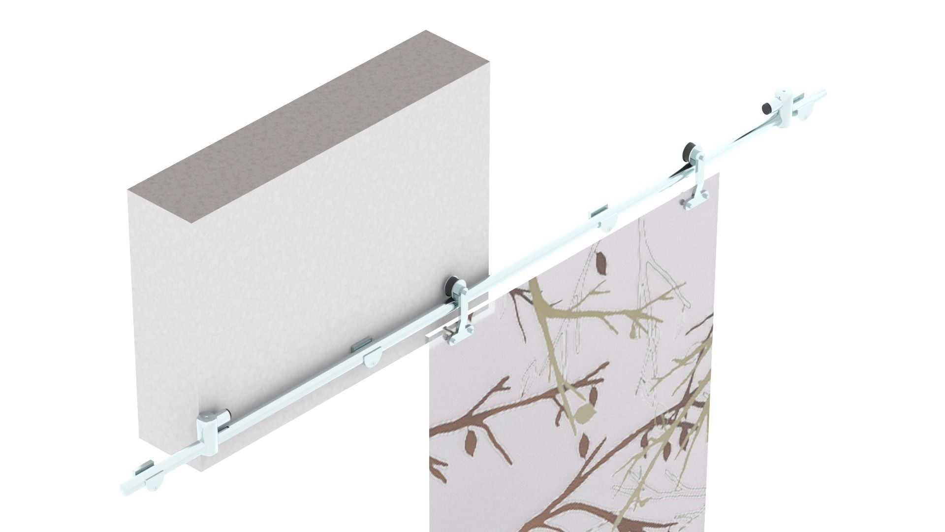 Sliding interior glass door - Full wall section 3D model_3
