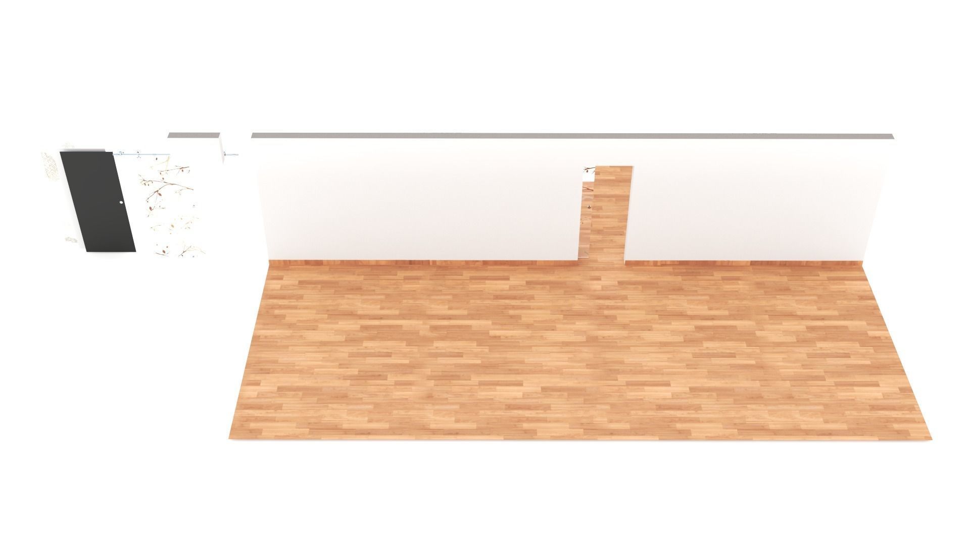 Sliding interior glass door - Full wall section 3D model_5