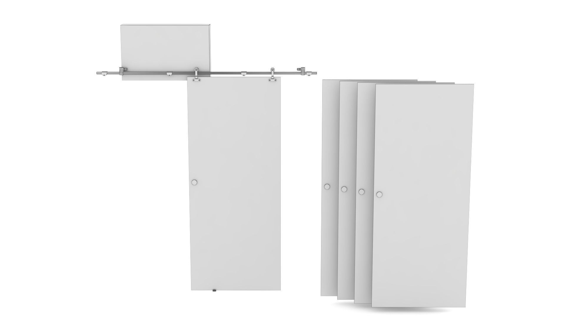 Sliding interior glass door - Full wall section 3D model_6