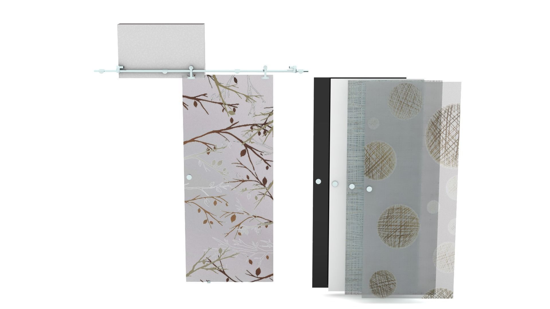 Sliding interior glass door - Full wall section 3D model_7